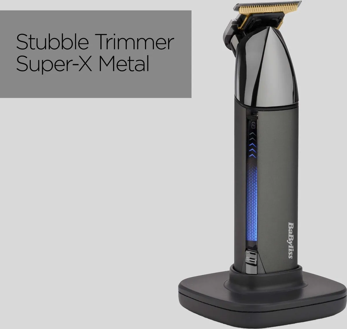 BaByliss Super-X Metal Series T991E Baardtrimmer - USB Oplaadstation - Zwart/Antraciet