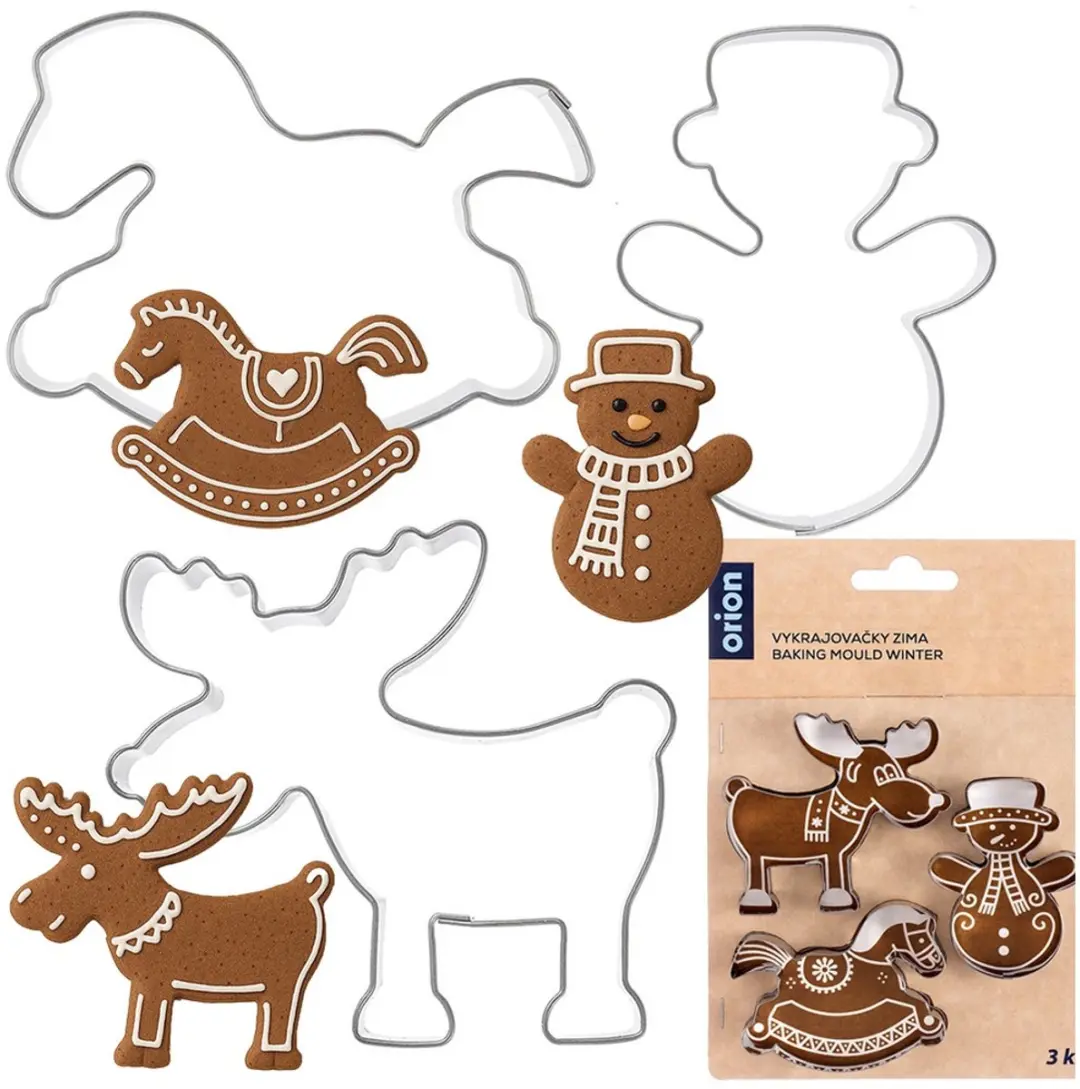 Orion Koekjessnijders Sneeuwpop Hobbelpaard Rendier - 3 Stuks - Zilver
