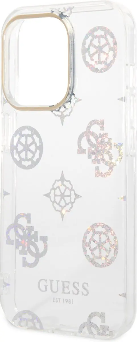 GUESS 4G Peony Glitter Back Case - iPhone 14 Pro - Transparant