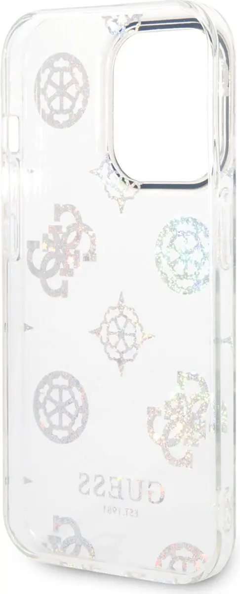 GUESS 4G Peony Glitter Back Case - iPhone 14 Pro - Transparant