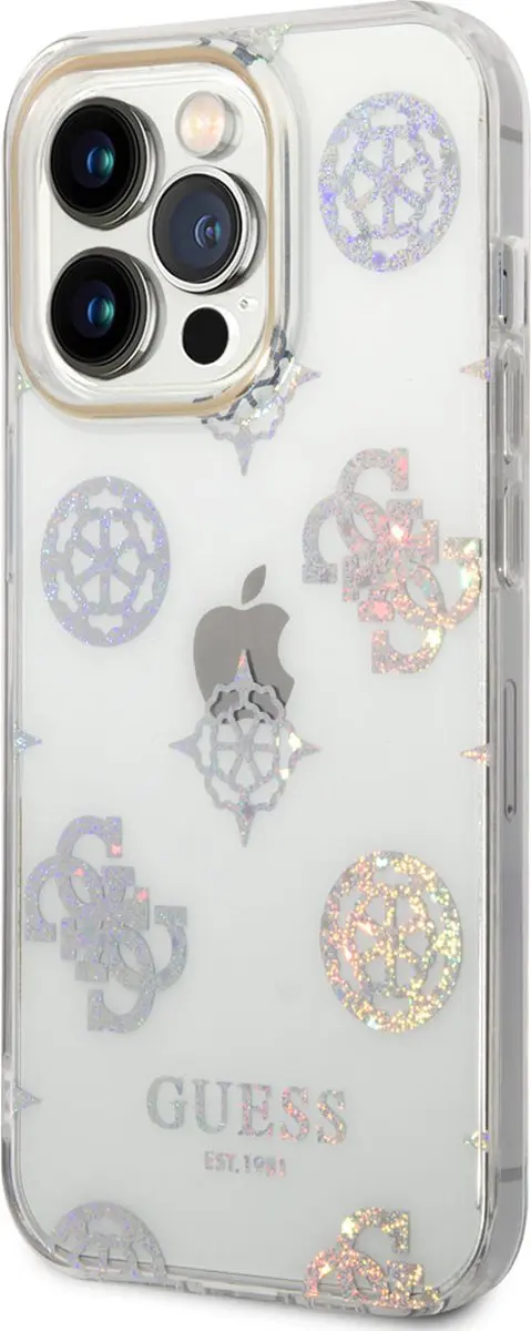 GUESS 4G Peony Glitter Back Case - iPhone 14 Pro - Transparant