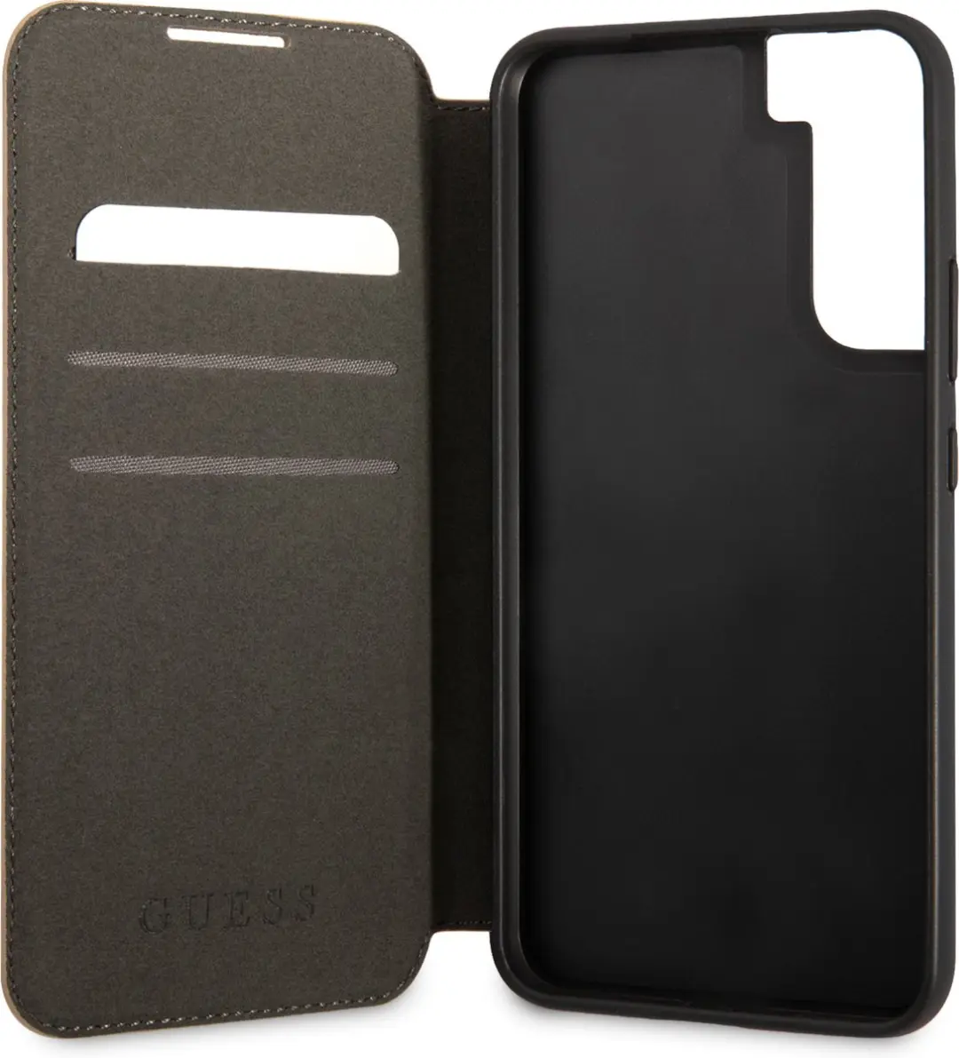 GUESS Logo Boekmodel Hoesje 8657 - Samsung Galaxy S22 Plus - 3 Stuks - Bruin