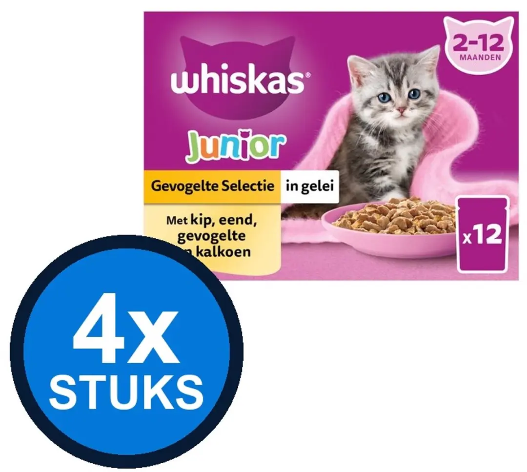 Whiskas Pouch Junior Gelei Gevogelte 12x85g