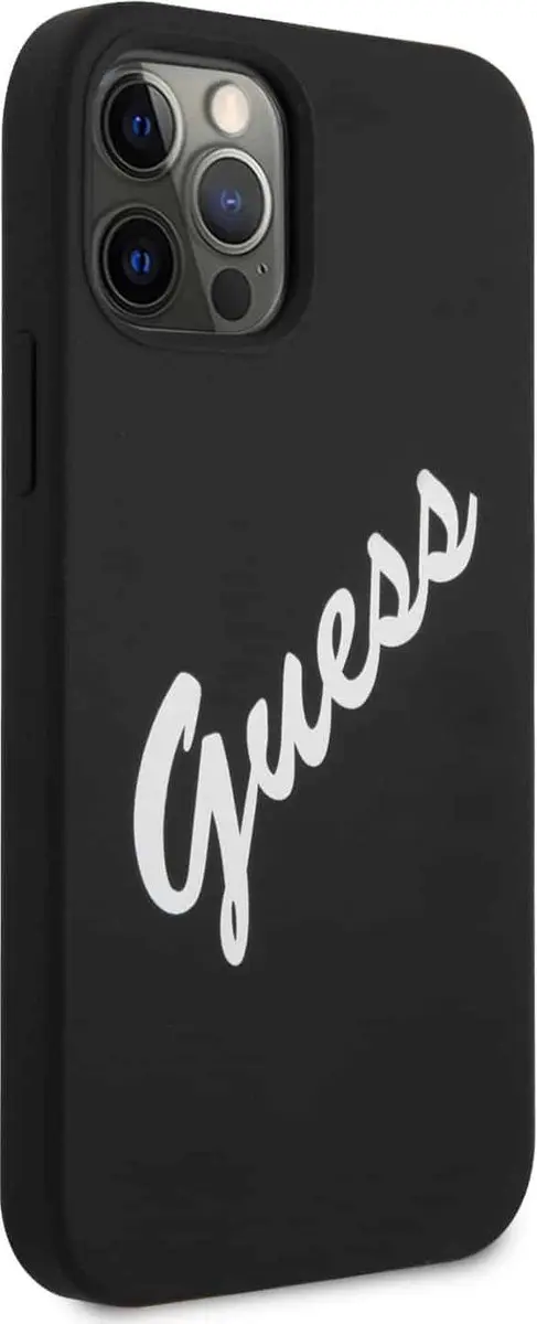 GUESS Silicone Vintage Hoesje iPhone 12 Pro Max - Zwart - afbeelding 6 van 6