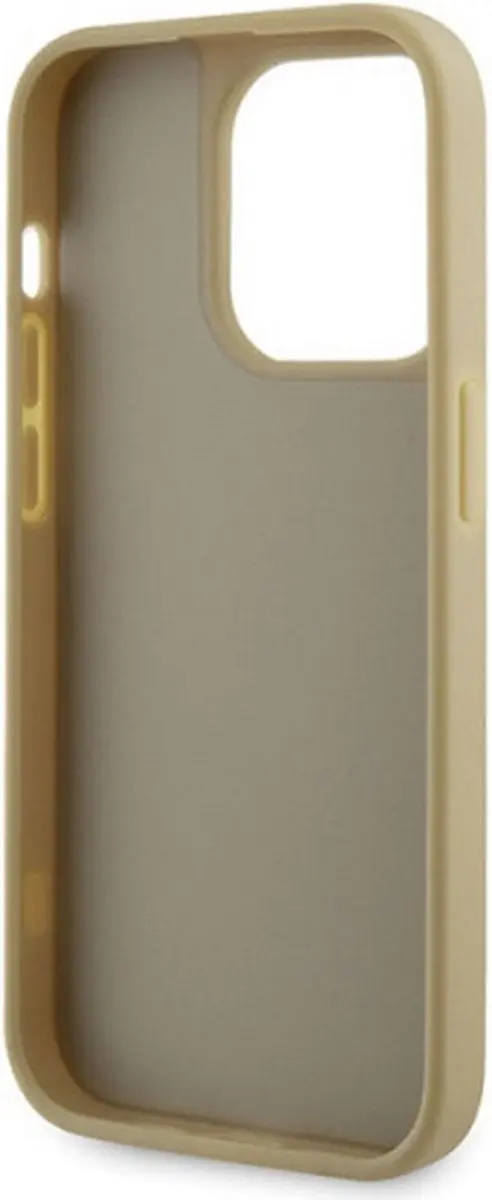 Guess Goud Hoesje iPhone 14 Pro - Rhinstones Triangle Logo