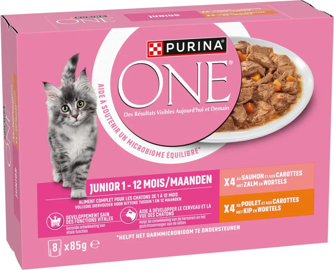 Purina ONE Nat Junior Kip & Zalm - 8x85g
