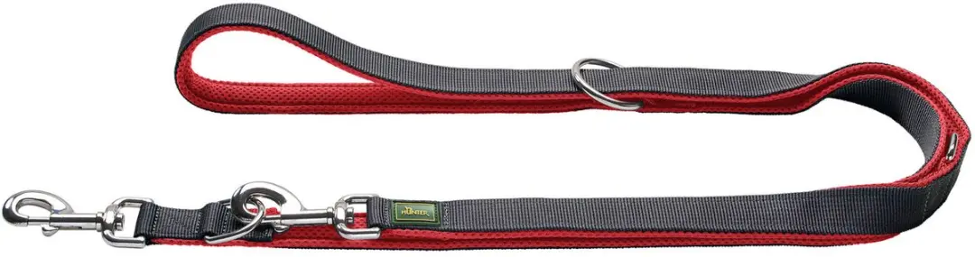 Hunter Looplijn Maldon Hondenriem 200x2cm - Rood&Grijs