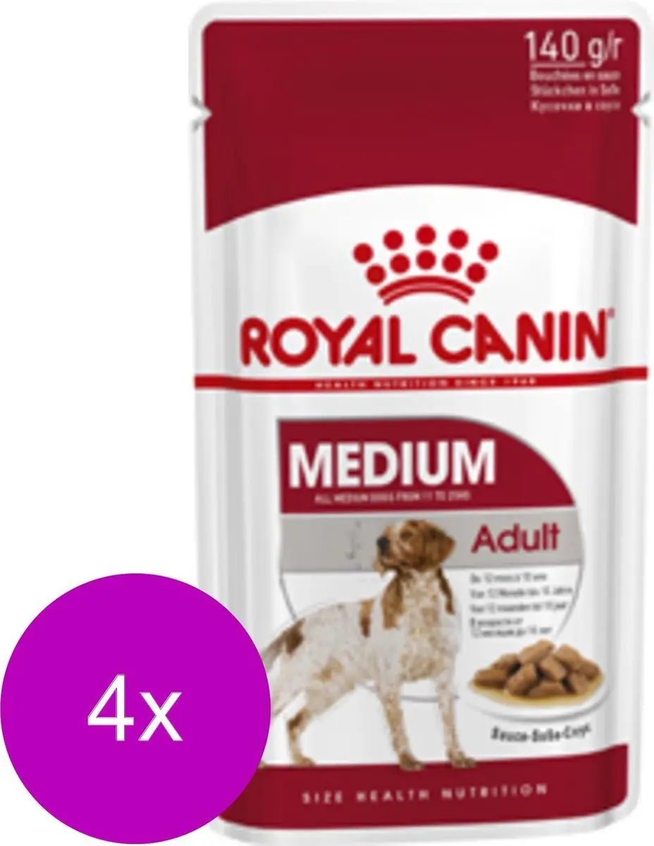 Royal Canin Medium Adult Hondenvoer - 40 Stuks (4x10x140g)