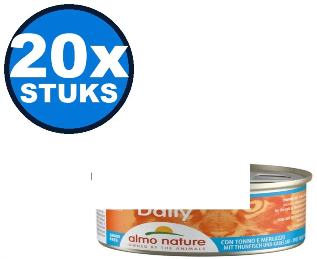 Almo Nature Daily Mousse Tonijn & Kabeljauw Kattenvoer Natvoer 20x85g