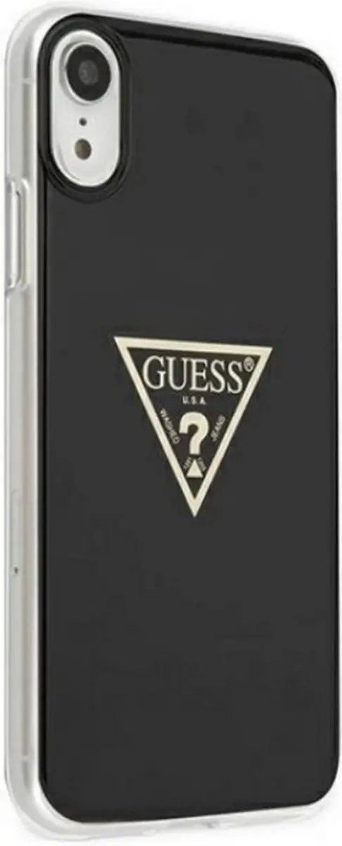 Guess Metallic Triangle Logo Hoesje - iPhone XR - Zwart