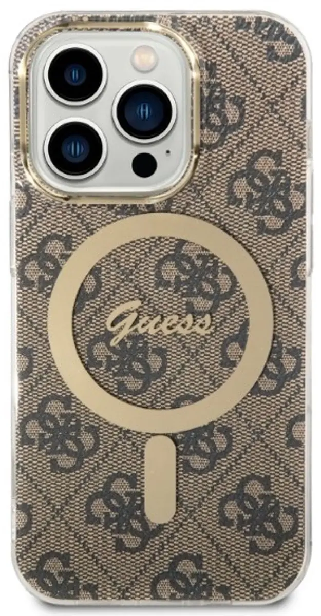 GUESS Hoesje iPhone 14 Pro Max - MagSafe & Qi 15W - Bruin