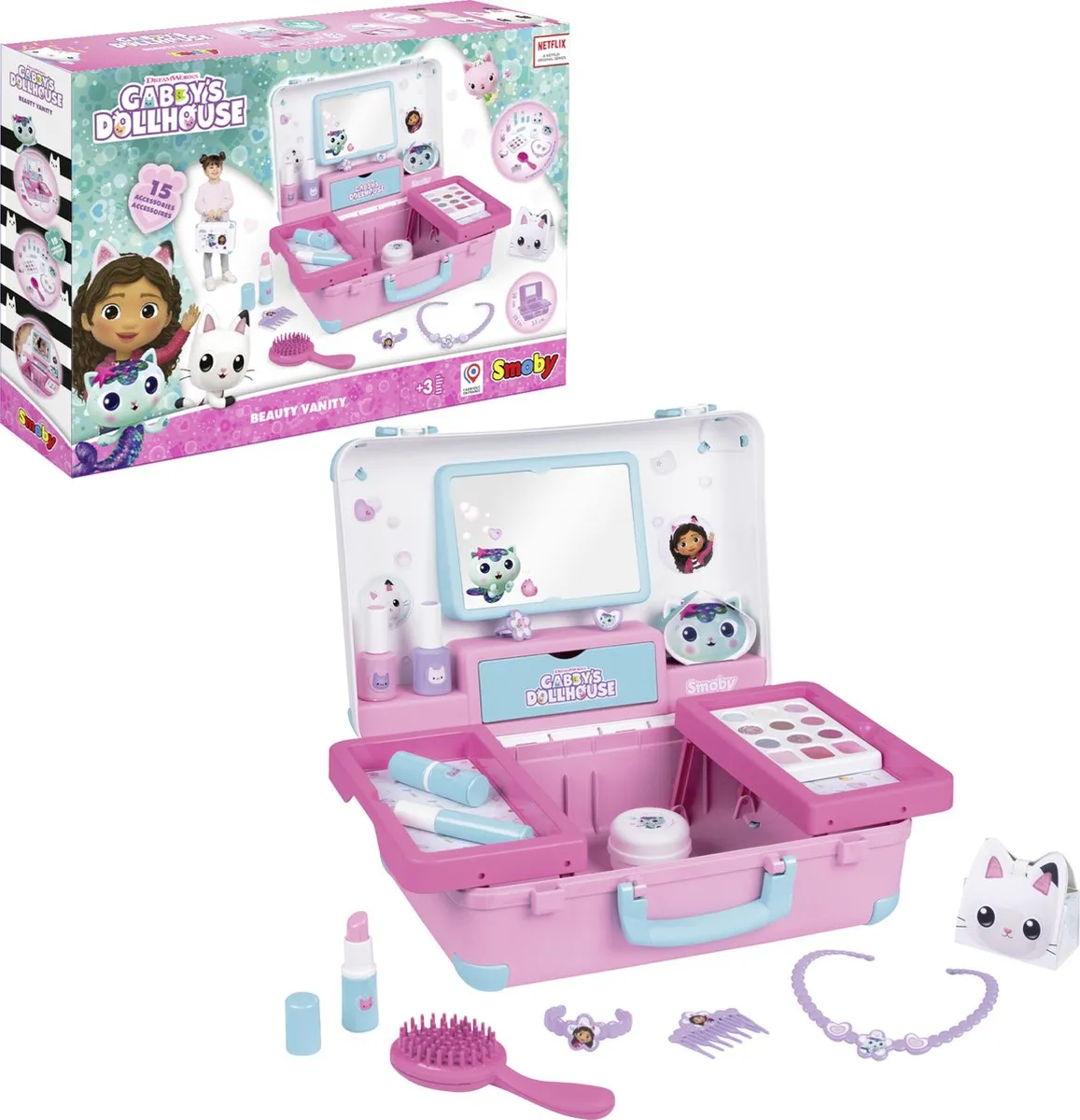 Smoby Gabby's Dollhouse Beauty Vanity Suitcase - Roze/Paars/Wit