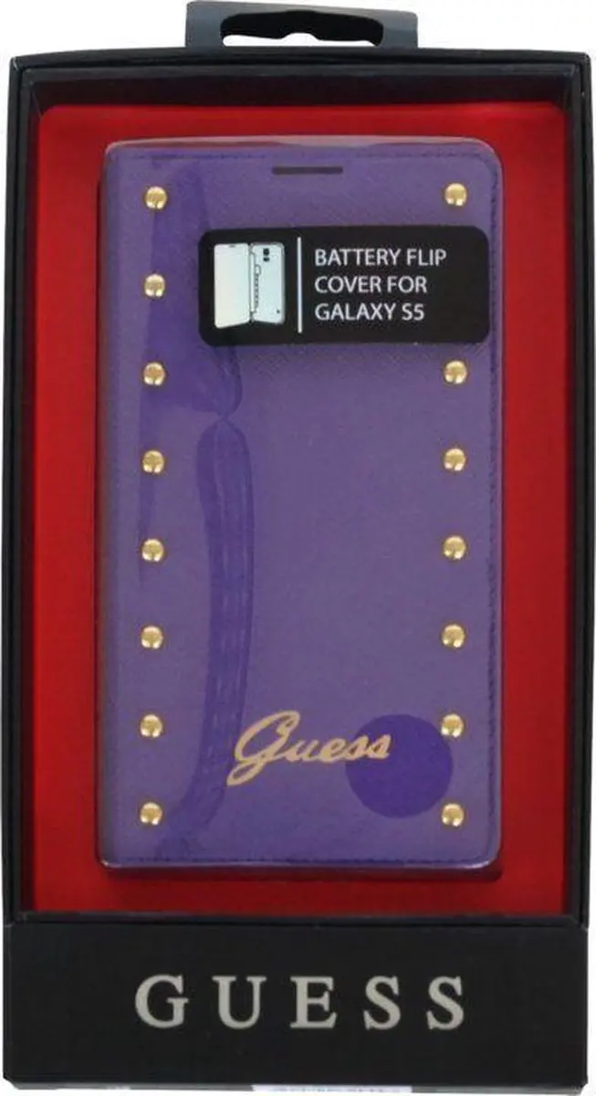 Guess GUBBS5SAV Folio Bookcase Hoesje - Paars - 2 Pasjes