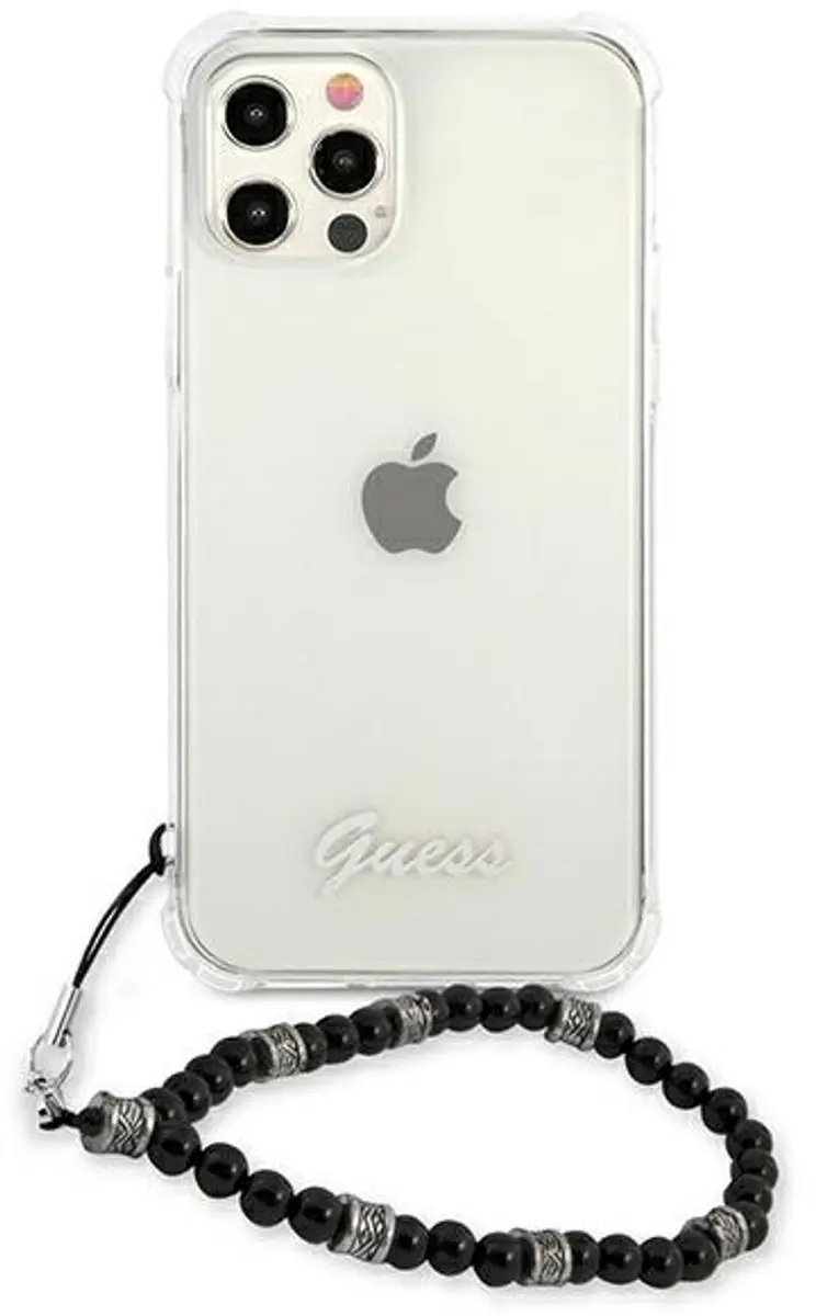GUESS PC Script Back Case iPhone 12 Pro Max - Transparant/Zwart
