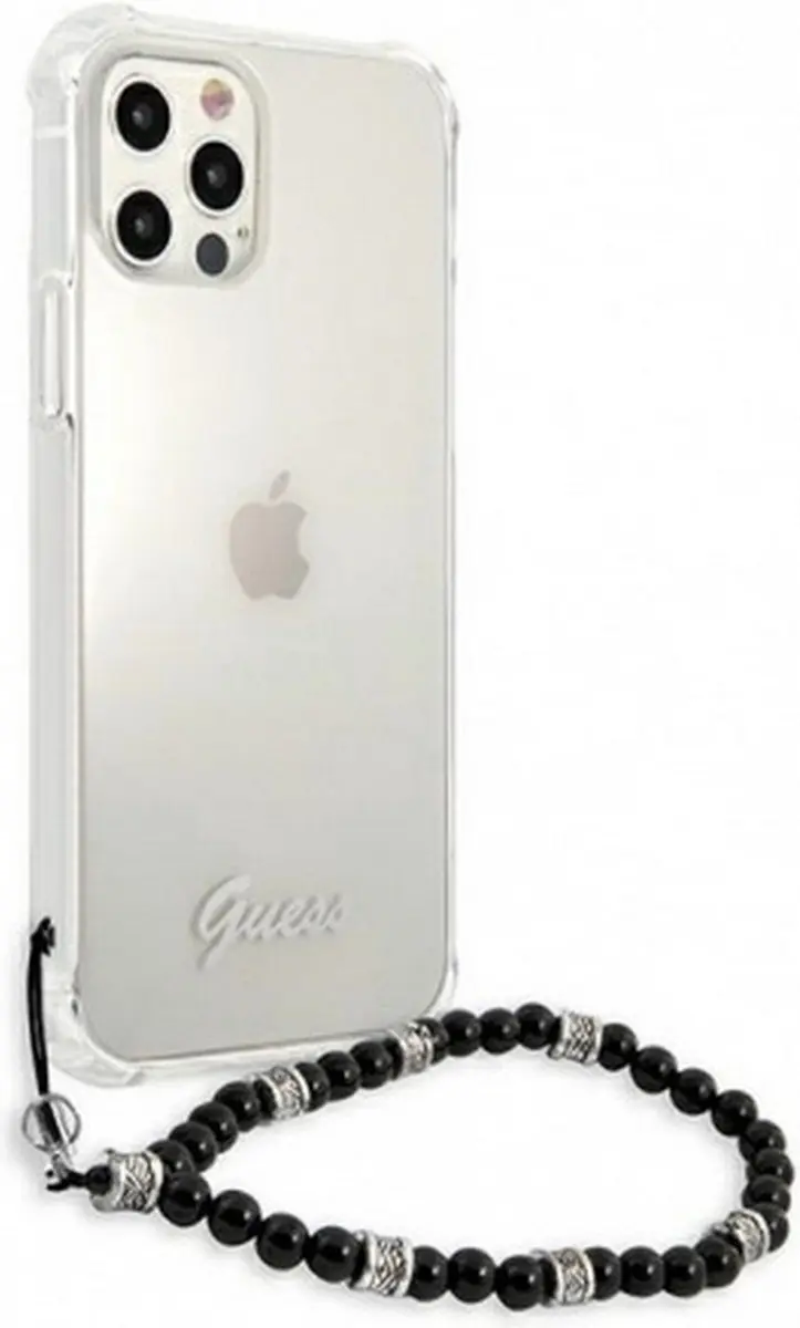 GUESS PC Script Back Case iPhone 12 Pro Max - Transparant/Zwart