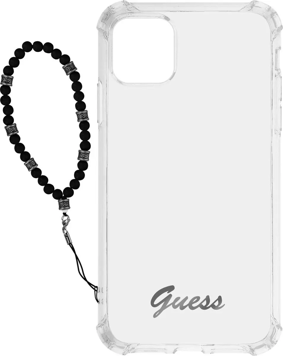 GUESS PC Script Back Case iPhone 12 Pro Max - Transparant/Zwart
