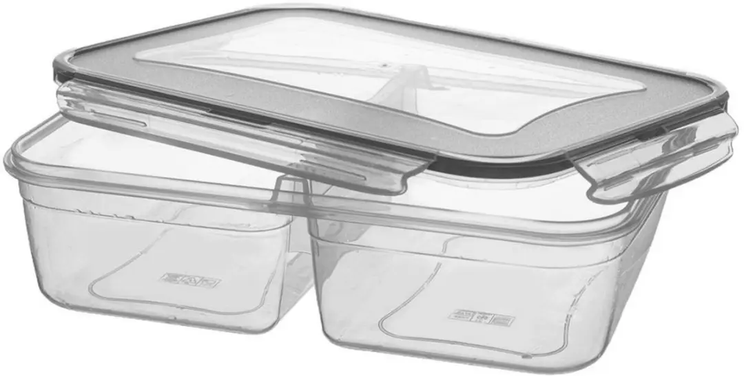 Orion Verdeelbare Voedselcontainer 2L - BPA-vrij - Helder/Darkgrijs