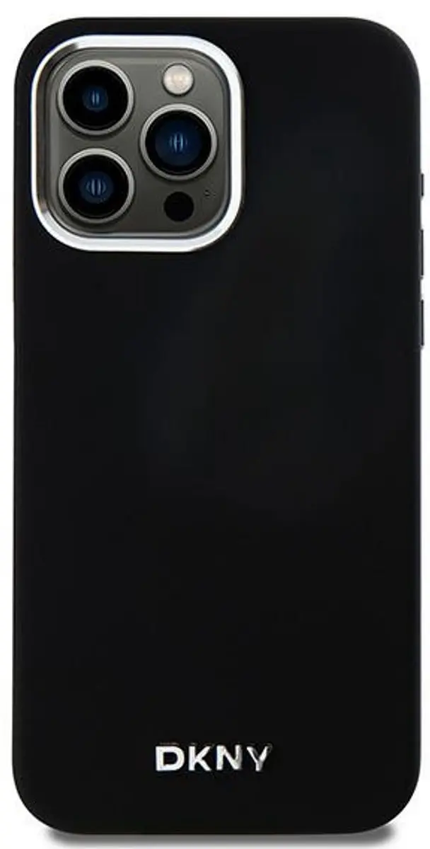 DKNY Silicone Metal Logo Back Case - iPhone 15 Pro Max - Zwart