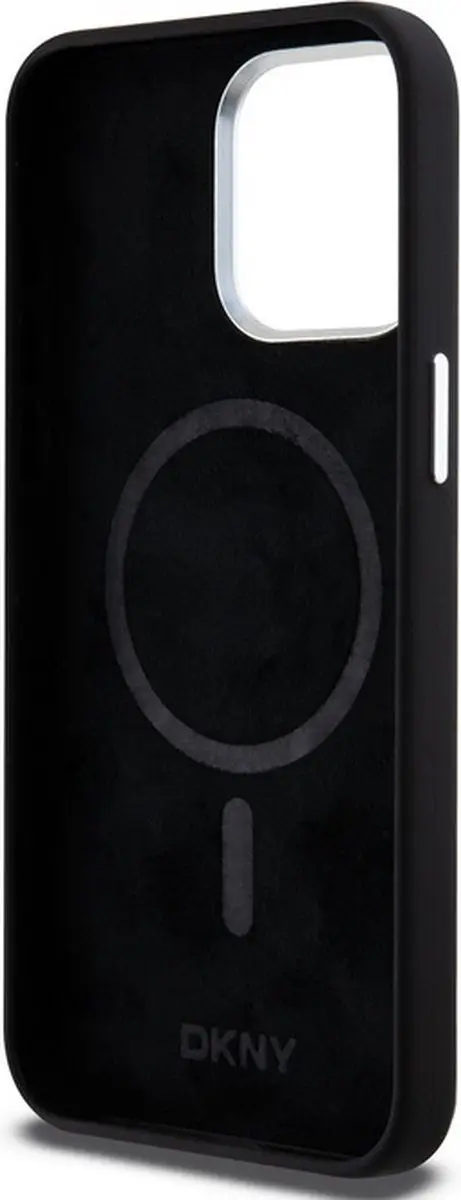 DKNY Silicone Metal Logo Back Case - iPhone 15 Pro Max - Zwart