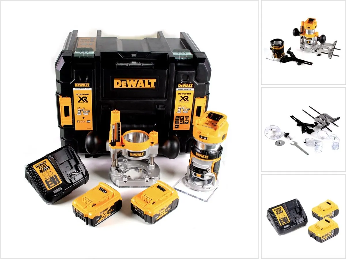 DeWalt DCW604P2-QW Boven- en kantenfrees 18V - 2x 5,0Ah - Geel/Zwart