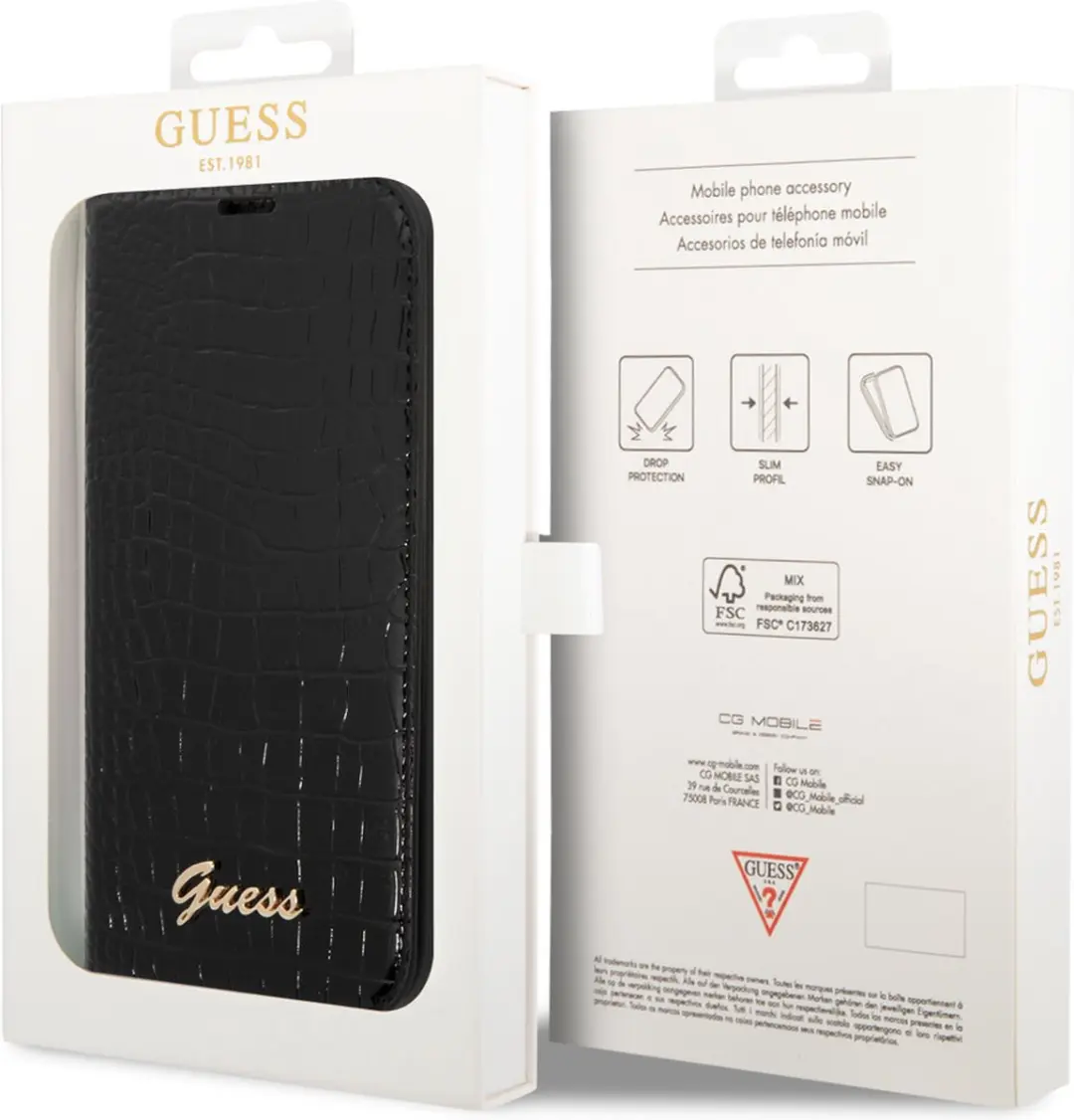GUESS iPhone 14 Plus Smartphonehoesje - Zwart PU Leer - 2 Pasjes