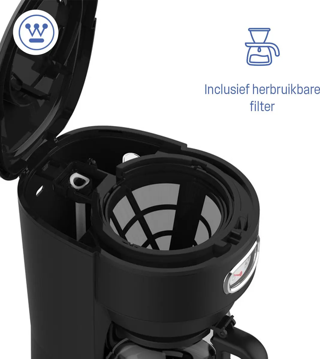 Westinghouse WKCMR621 Retro Filterkoffiezetapparaat 1000W - 10 Koppen - 1,25L - Zwart