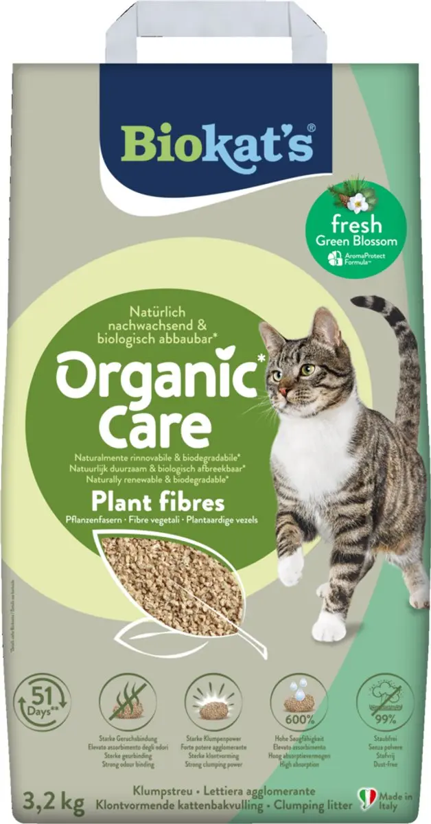 Biokat's Organic Care Plantvezels Klontvormende Kattenbakvulling 3,2 kg