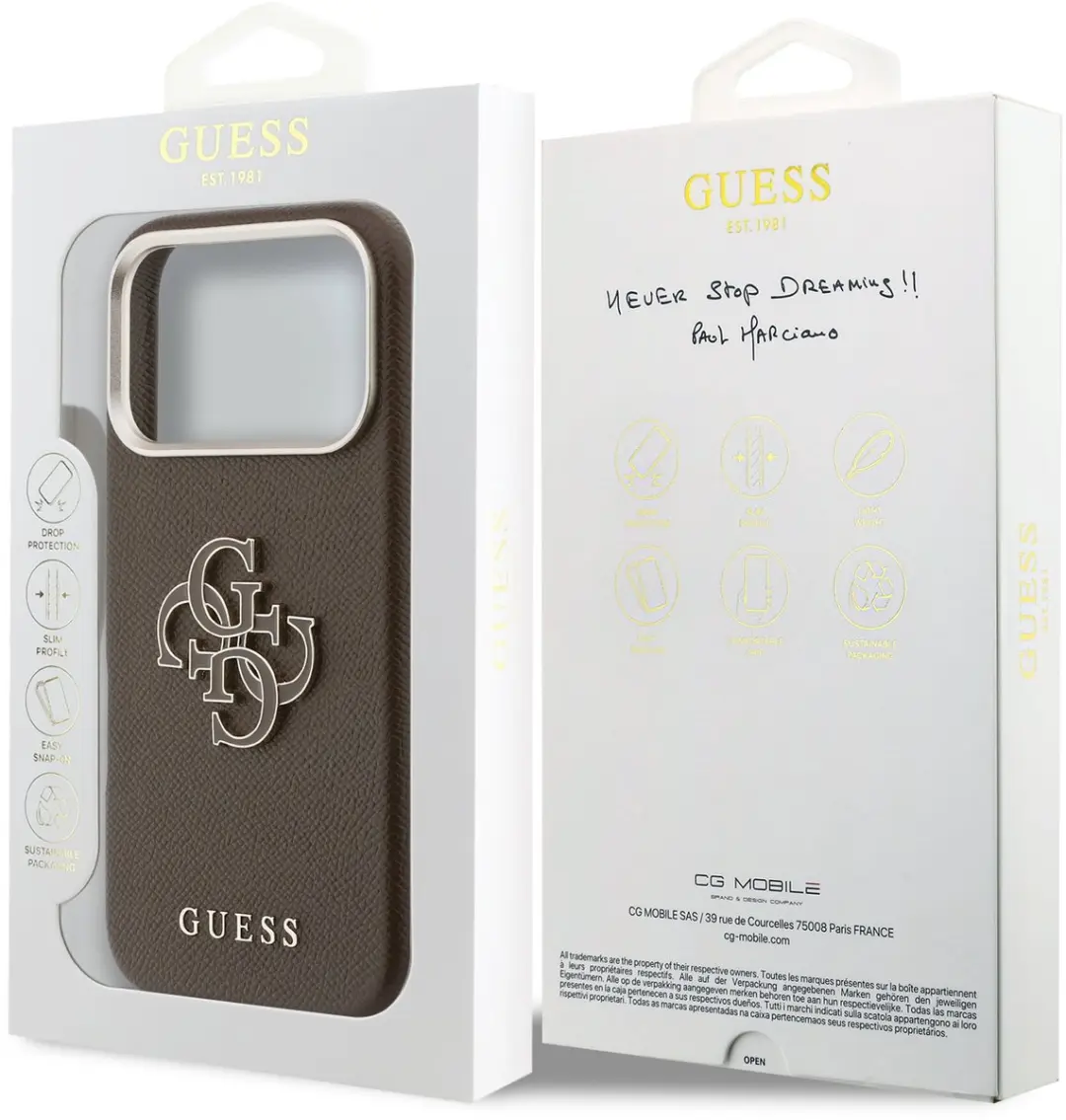 Guess PU Resin Logo Backcover 14934 - iPhone 17 Pro Max - Bruin