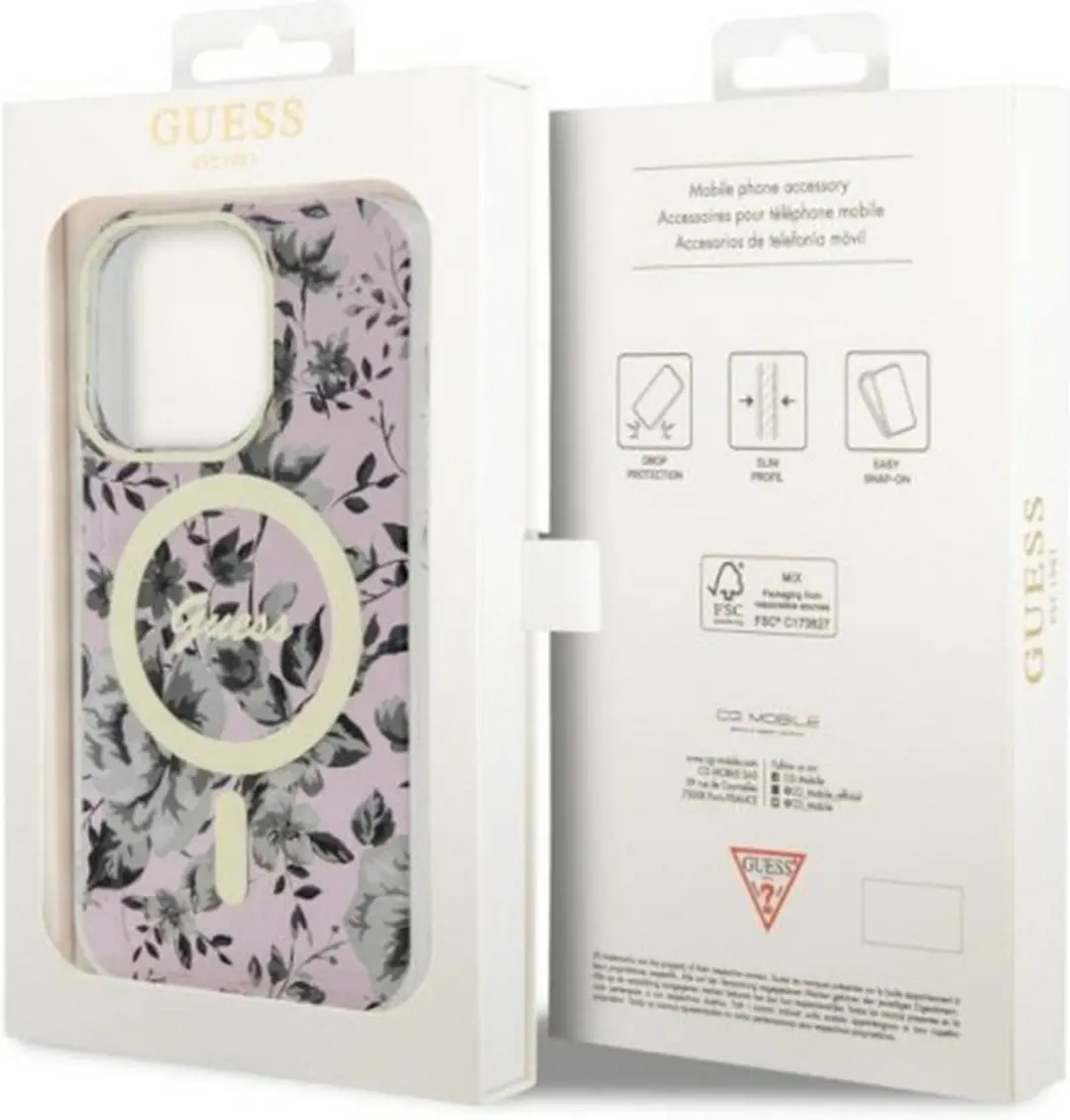 Guess Flower Back Case MagSafe iPhone 14 Pro Max - Roze