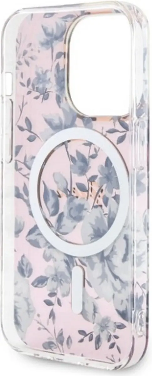 Guess Flower Back Case MagSafe iPhone 14 Pro Max - Roze