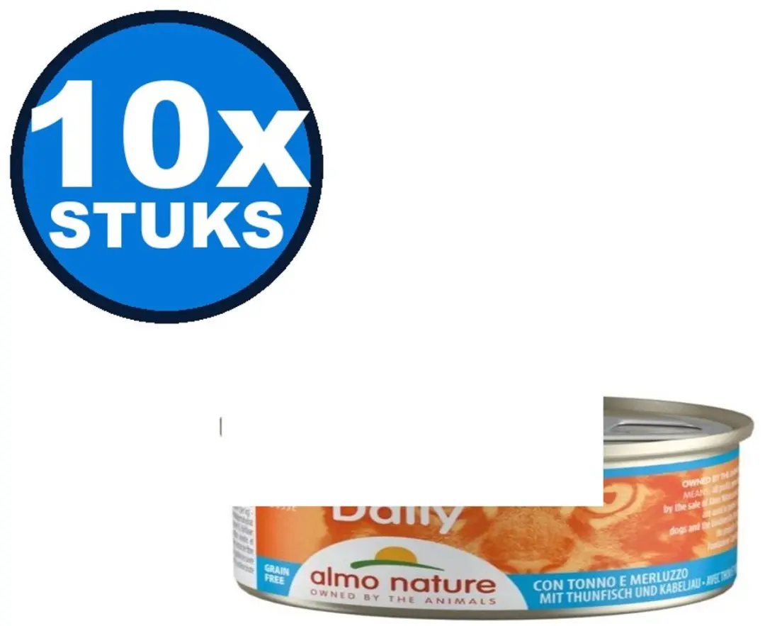Almo Nature Daily Mousse Tonijn & Kabeljauw Kattenvoer Natvoer 85g