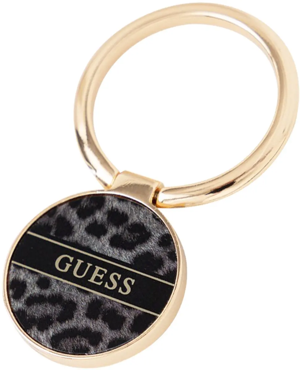 GUESS Leopard Telefoonhouder Ring - Zwart - 3666339050481