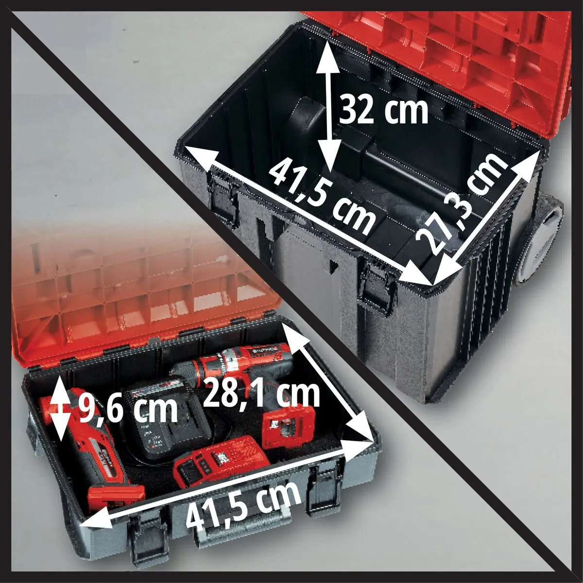 Einhell E-Case Tower 4540015 Systeemkoffer - 3-delig Rood/Zwart