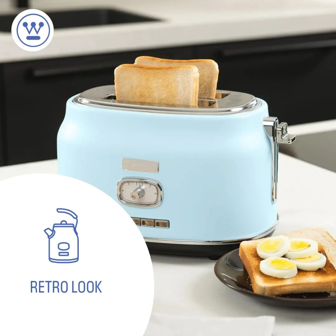 Westinghouse WKTTB857 Retro Broodrooster 2 Sneden - 815W - Blauw