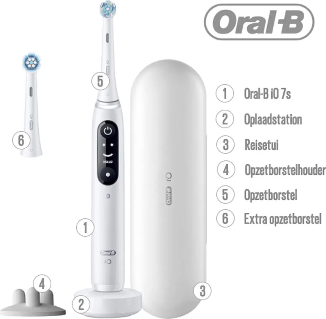 Oral-B iO 7S Tandenborstel - Wit - 2 Opzetborstels