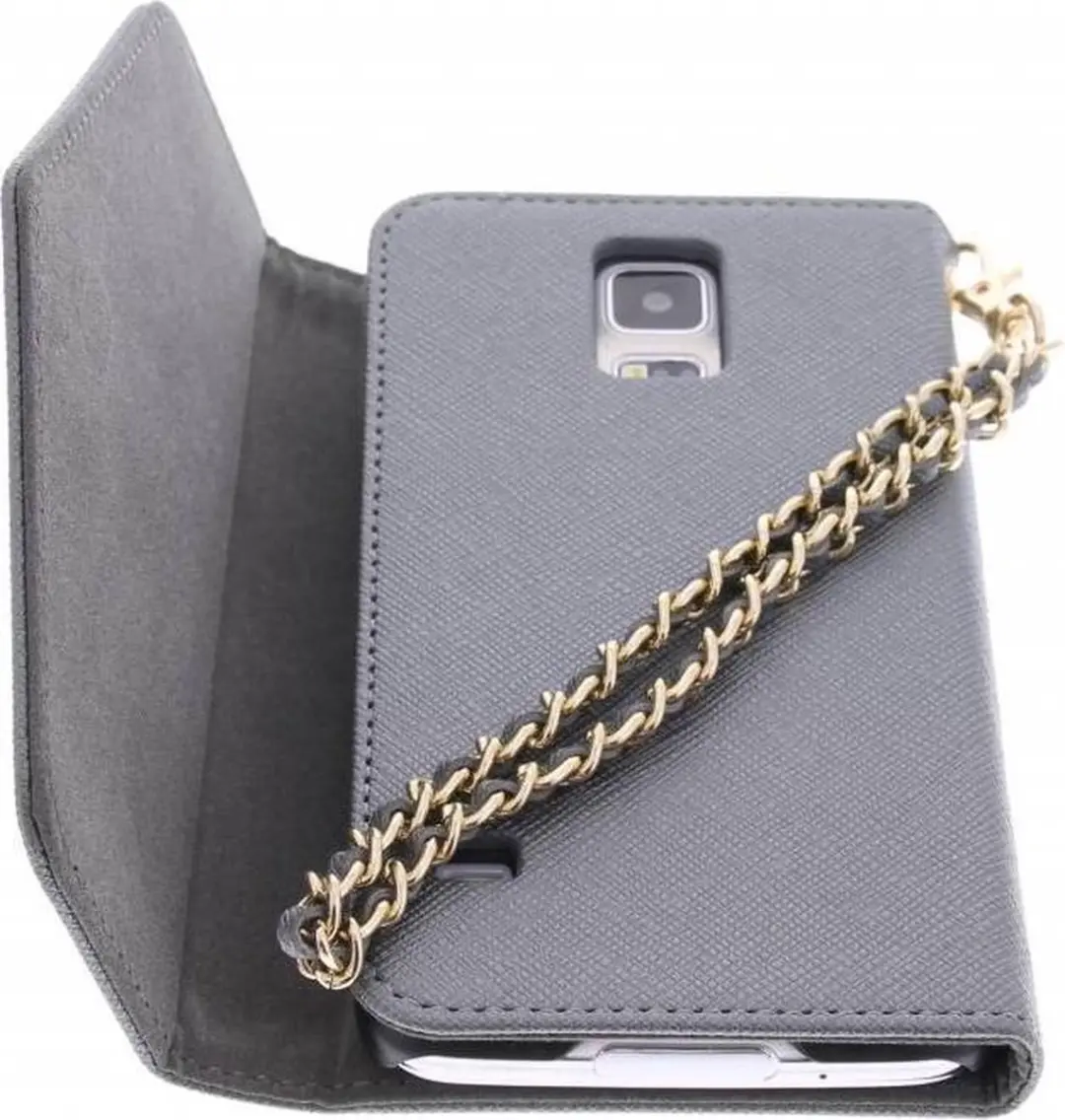 GUESS Hoesje Samsung Galaxy S5 Plus - Zilver Kunstleer