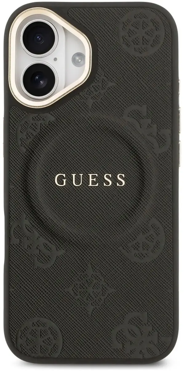 GUESS Peony Hot Stamp MagSafe Hoesje - iPhone 17 - Zwart - 3666339519674