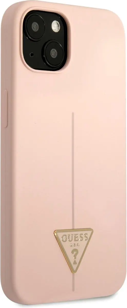 GUESS Silicone Triangle Line Hoesje - iPhone 13 Mini - Roze