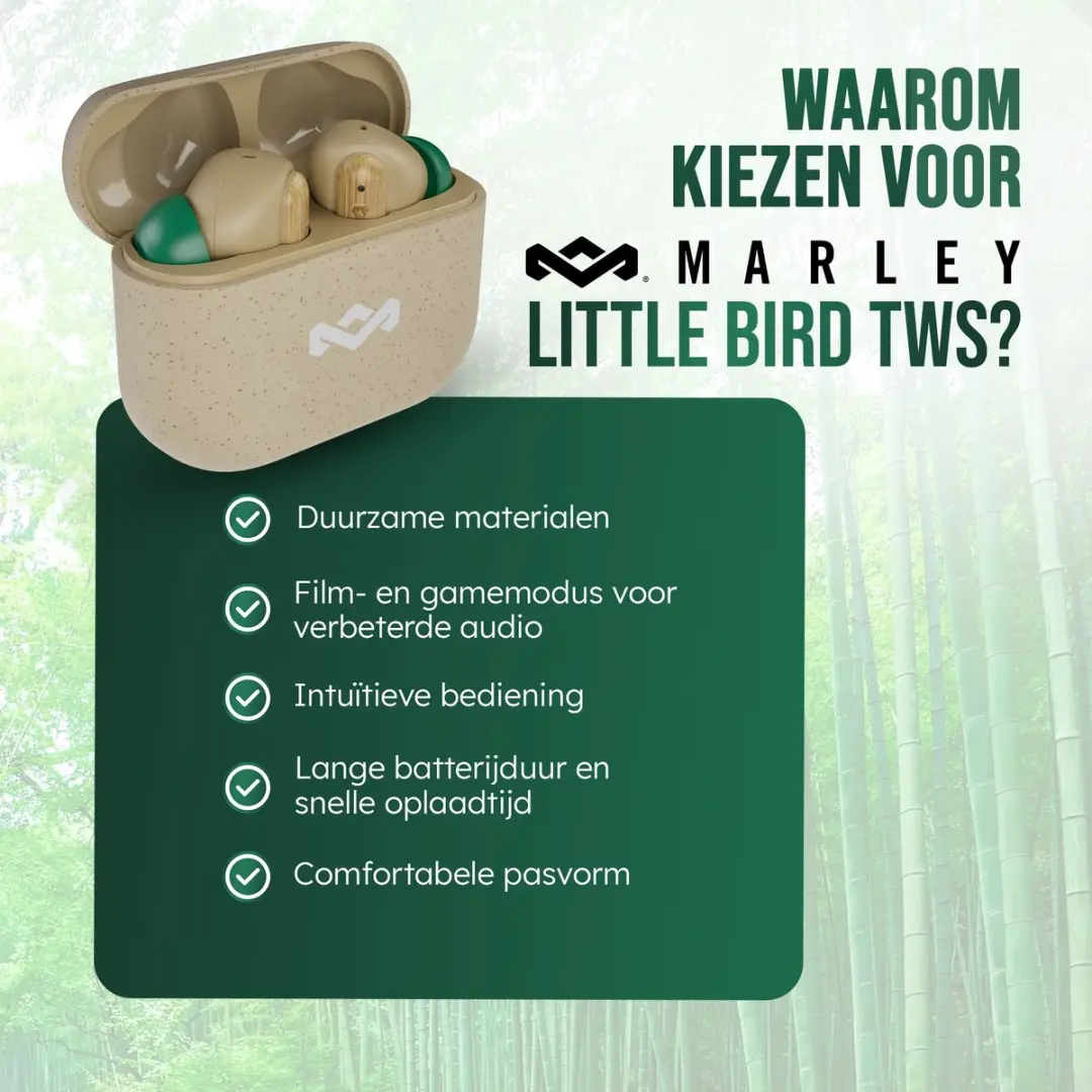 House of Marley Little Bird EM-JE123-CE Draadloze Oordopjes - 24 uur - Cream
