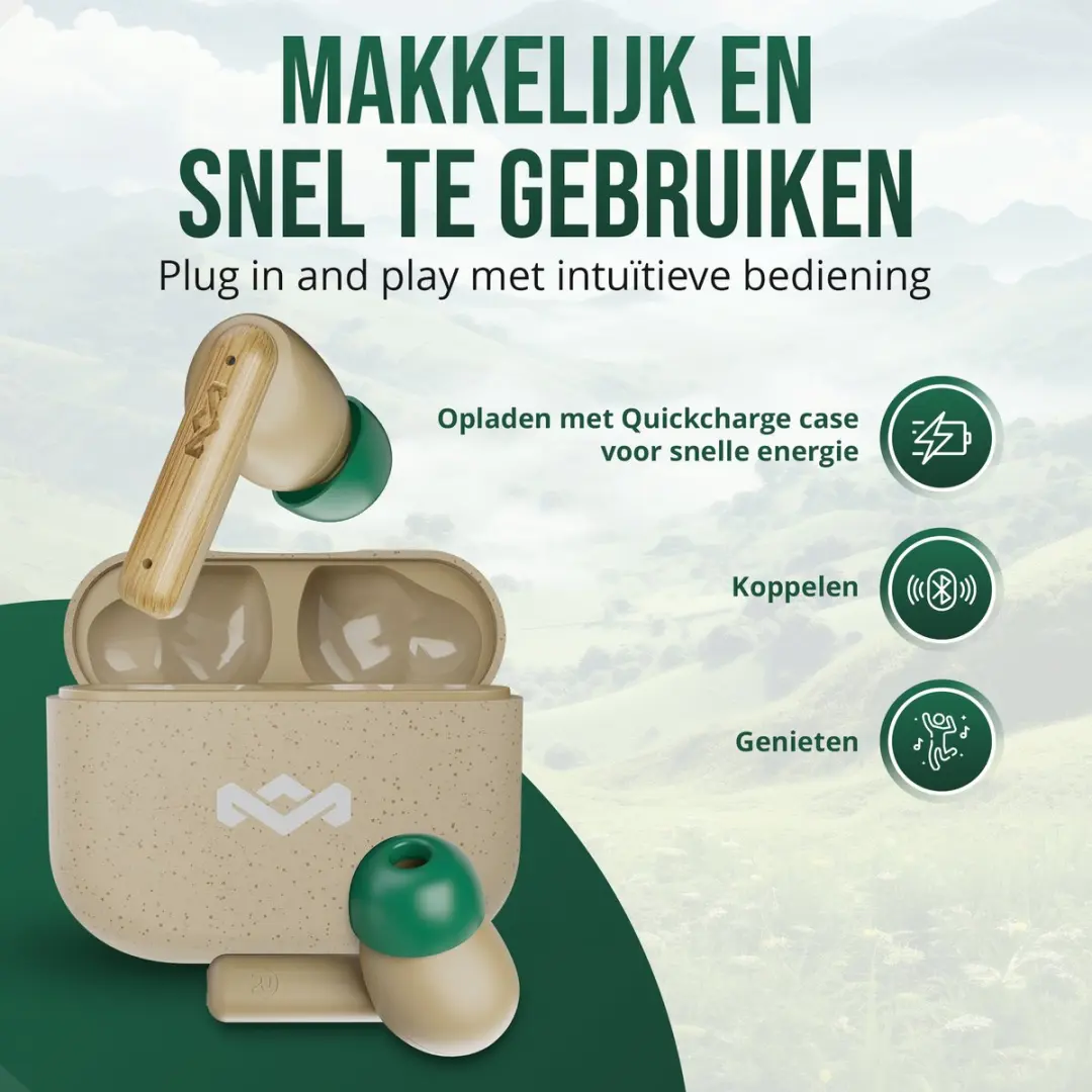 House of Marley Little Bird EM-JE123-CE Draadloze Oordopjes - 24 uur - Cream