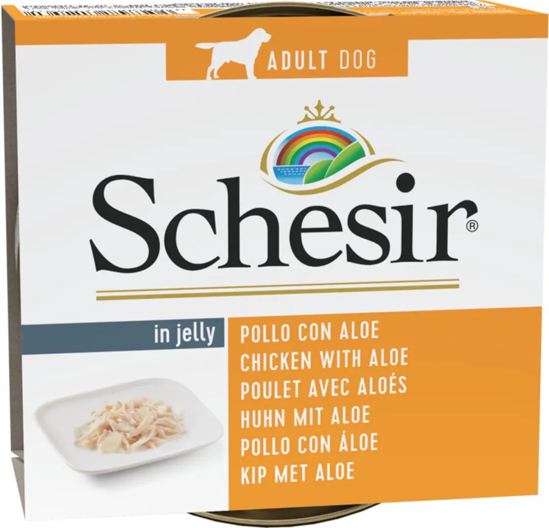 Schesir Hondenvoer Blik Jelly Kip & Aloë 150g - 10 Stuks