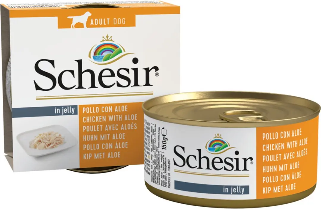 Schesir Hondenvoer Blik Jelly Kip & Aloë 150g - 10 Stuks