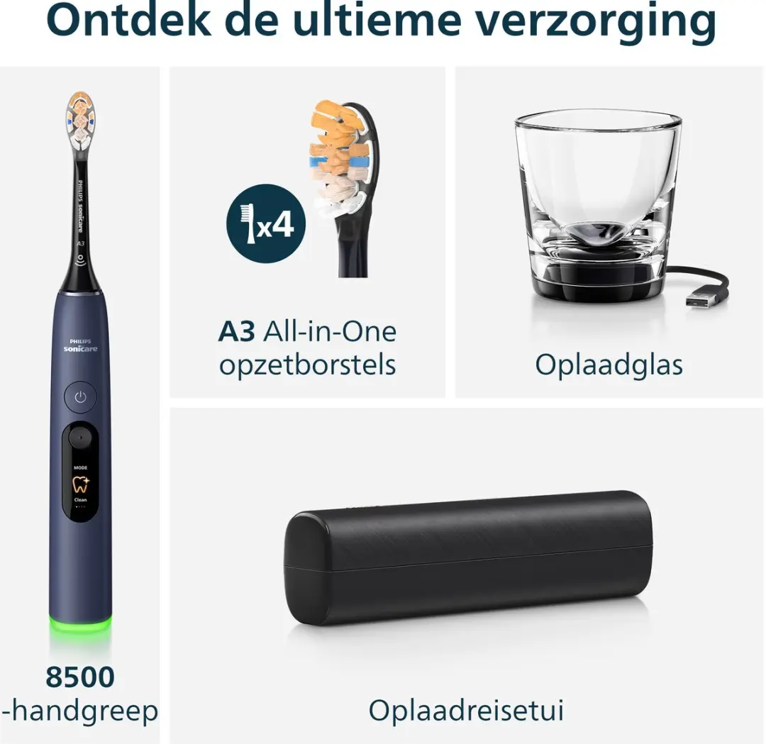 Philips Sonicare DiamondClean 8500 HX8515/13 Elektrische Tandenborstel - 4 Opzetborstels - Zwart