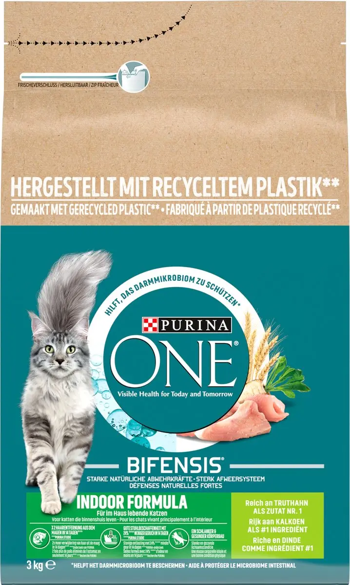 Purina ONE Adult Indoor Kalkoen Kattenvoer Droogvoer 3kg