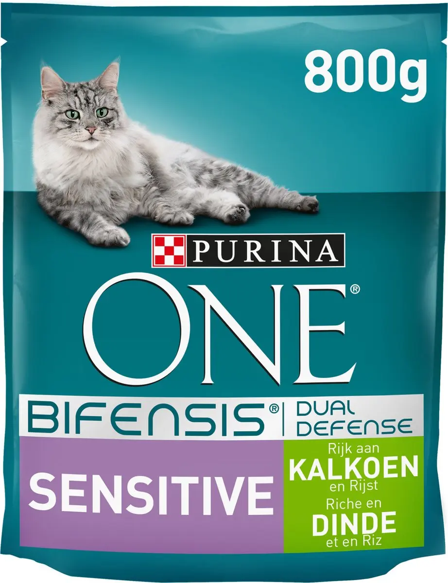Purina ONE Sensitive Kalkoen/Rijst Kattenvoer 800g