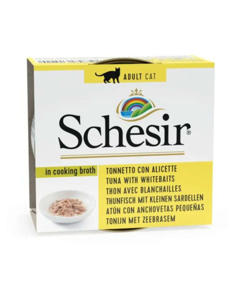Schesir Kattenvoer Tonijn & Witvis in Bouillon - 12x70g