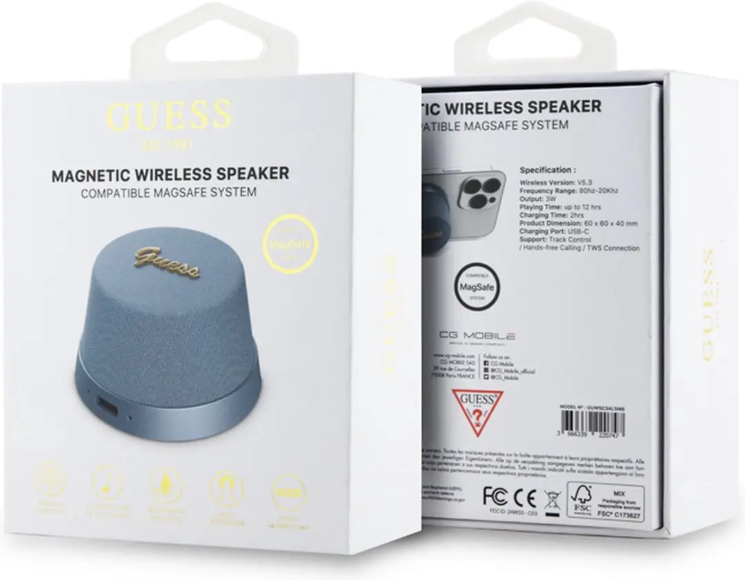 GUESS Script Logo Bluetooth Speaker Stand - Blauw