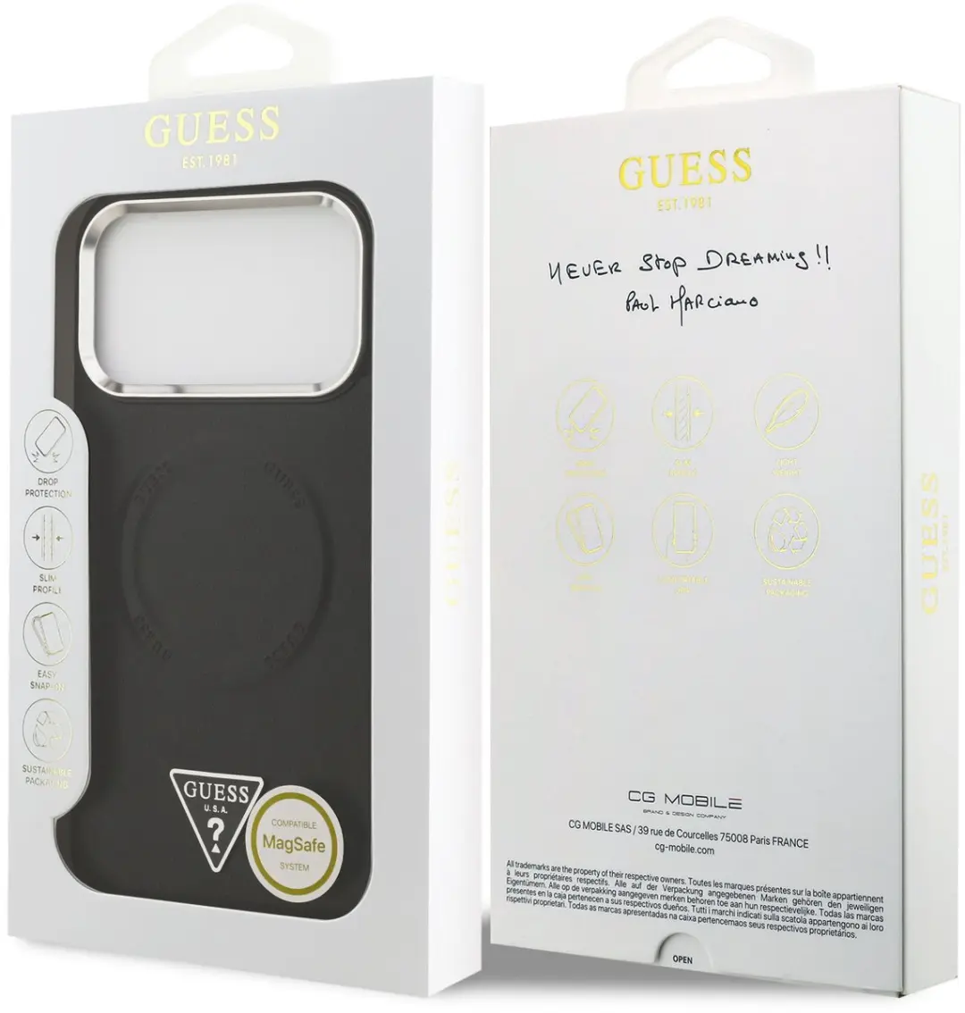 GUESS Triangle Logo iPhone 17 Pro Max Hoesje - MagSafe - Zwart