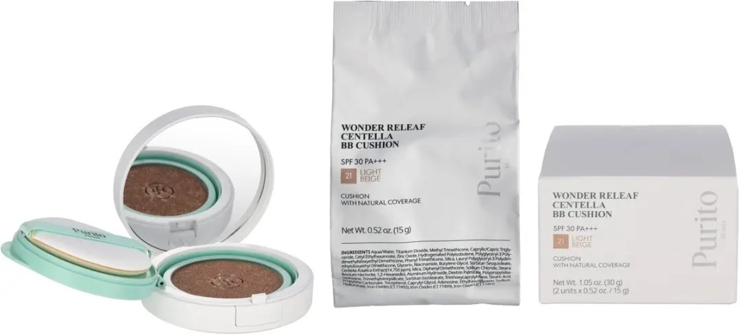 Purito Seoul Wonder Releaf Centella BB Cushion Duo Set 30g - #21 Light Beige
