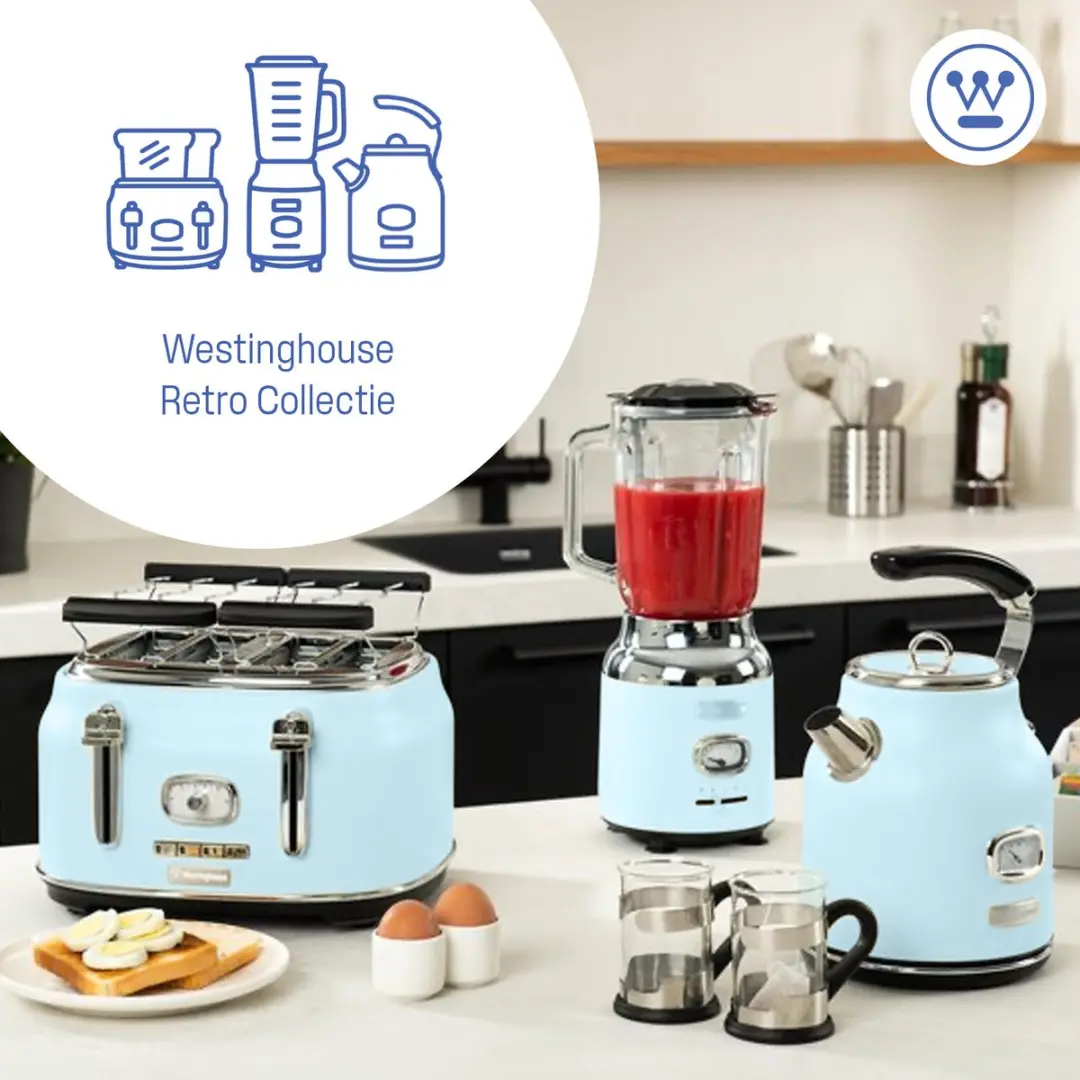 Westinghouse Retro Blender 600W - 1,5L - Blauw
